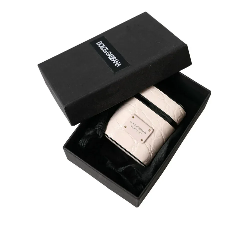 Dolce & Gabbana Light Pink Calf Leather Metal Logo Plaque Airpods Case - Picture 7 of 7